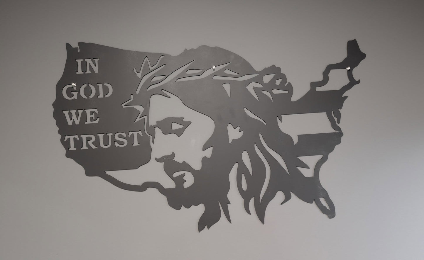 In God We Trust USA Map Steel Sign