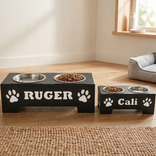 Personalized Dog Bowl Holder (Bowls Optional)